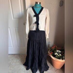 Black Tiered Maxi Skirt - Women's Black Flowing Skirt